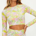 Free People NEW Beach Riot X Rashguard Bikini Swim Set Lindsay Soleil 70s Swirl Photo 1