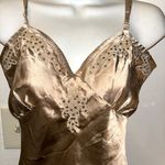 Newport News Gold satin long beaded sequins Slip nightgown lingerie NWTS size 6 Photo 0