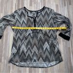 Ny Collection  Black, Brown and Gray Chevron Blouse Size Large Photo 2