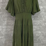 Kings Road Chic Olive Midi Dress with Button Detail Green Size 3X Photo 0