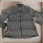 Stan Herman Sweater Jacket Size Large Fleece Lined Zip Gray White‎ Geometric Photo 0