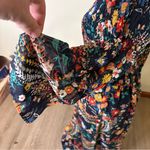 ECI Elegant Floral Print Maxi Dress Bell Sleeve Smocked Bodice Prairie Bump friendly Photo 5