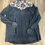Wrangler Women’s XL Western Denim Snap Shirt – Native Print Yoke Photo 1