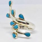 Sterling Silver Dominique Dinouart & Turquoise Bypass Ring Sz 8.5 Photo 1