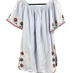 ZARA  Trafaluc Mini Dress Embroidered Boho Light Blue Peasant Style XS Photo 0