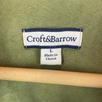 Croft & Barrow Green Faux Suede Long Sleeve Button Up Top Shirt L Photo 1