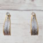 Vintage Earrings for Pierced Ears Statement Gold Tone, Silver Tone, Clear Gem Photo 0