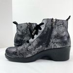 Alegria Eliza Elegance Silver Black Floral Lace Up Zip Side Booties Size 9 Photo 2