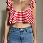 ZARA  Red and White Gingham Cottagecore Top Size Small Photo 0