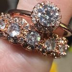 Elegant Rose Gold and Silver Women's Ring Set moissanite size 6 Photo 4