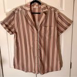 Free People We the Free -  Mauve and Green Poolside Vertical Striped Shirt Size M Photo 1