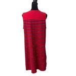 Talbots  Striped Lace Up Dress‎ Size L Red Blue Sleeveless Preppy Nautical Cotton Photo 5