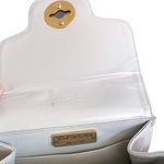 Stuart Weitzman Boxy Pearl Flat and Chain Crossbody Bag Purse White Gold Small Photo 8