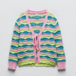 ZARA NWT STRIPED KNIT CARDIGAN CROCHET BLOGGERS FAV MULTICOLOR Photo 7