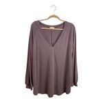1.4.3. Story by Line Up  Womens Long Sleeve V Neck Waffle Knit Top Mauve Size L Photo 3