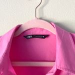 ZARA Poplin Barbie Pink Button Up Collared Long Sleeve Shirt Photo 3