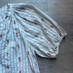 Loft Striped Embroidered Puff Sleeves Blouse Size L Photo 4
