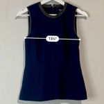 Madewell  Women’s Sleeveless Peplum Leather Trim Tank Top Blue Black Size 4 EUC Photo 6