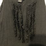 BCBGMAXAZRIA  size medium black sleeveless top ruffles around a V neck GUC Photo 2