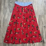 New Look Petites Vintage Long Button Front Skirt Red Floral Print Size Medium Photo 0