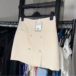 H&M Light Beige Structured Double Button-Front High Waist Mini Skirt Photo 7