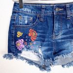 ZCO Jeans Floral Embroidered Raw Hem Jean Shorts Blue Size undefined Photo 2