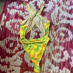 Forplay Women Criss Cross Open Front One Piece Swimsuit Large Pineapple Plunge Green Photo 15