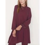 Burgundy Long Sleeve Tunic Pants Set Mock Neck Casual Lounge Wear Purple Size L Photo 1