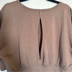 Free People Movement Brown Short Sleeve Cropped Sweater Womens XL Athletic Fall Photo 5