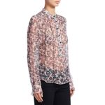 Rag and Bone  Susan Floral Printed Silk Sheer Top in Ivory Floral Size XXS Photo 10