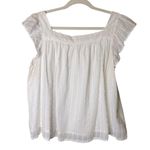 Emerson Fry India Collection White Laurent Flutter Sleeve Top Large Lined Button Tan Photo 6