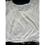 None White lace floral short blouse with puffy sleeves Photo 5