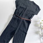 Monrow Cropped Crinkled Cotton Gauze Jumpsuit Black With Belt Size XS Photo 4