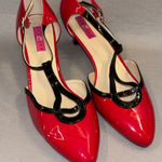 Pleaser Red and Black Patent Heels size 11 retro funky unique 50s kitten heel Photo 0