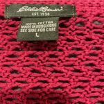 Eddie Bauer  large crochet knitted sweater cardigan, women’s dark pink Photo 1