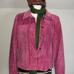 Style & Co Women's Vintage Retro. Pink Suede Leather Jacket L Photo 0