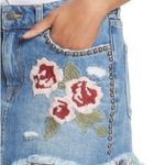 Free People Wild Rose Embroidered Denim Mini Skirt Photo 5
