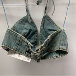 ZARA  BARBIE™ THE MOVIE @WARNER BROS. DENIM CROP TOP Size S rhinestone flower Photo 9