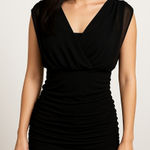 Maurice's Black Ruched V Neck Sheer Sleeve Bodycon Top Small Whimsigoth Photo 0