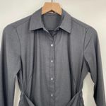 J. McLaughlin Tie Waist Mini Shirtdress Charcoal Gray Long Sleeve Twill Womens XS Photo 3