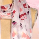 Cute white scarf with colorful heart design White Photo 4