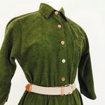 Vintage Brushed Velour Midi Dress | Size M Green Size M Photo 8