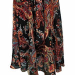 Mix Nouveau Paisley Peasant Midi Skirt‎ Bow Waist Elastic Boho Black Medium Black Photo 0