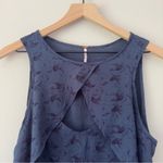 Free People Indigo Combo Tank Top Floral Print Cutout Sleeveless Crinkle Cut Out Photo 3
