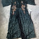Vintage Post WWII Dragon Embroidered Sheer Silk Robe SIZE S Black Photo 0