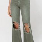 Bohme BNWT!  Olive Green 90’s Vintage Flare Women's Distressed Jeans Size 32 Photo 0
