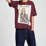 ZARA  Royal Trending graphic illustration maroon relaxed t-shirt size S Photo 2