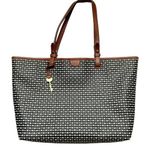 Fossil  Rachel Leather Black Striped Tote Purse Photo 0