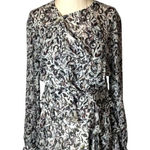 IRO  Dress Women Small Ivory Black Chiffon Floral Print Long Sleeve Mini‎ Photo 0