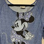 Disney  Parks Womens Blue Scoop Neck Minnie Mouse Sweatshirt Size Medium Large Photo 2